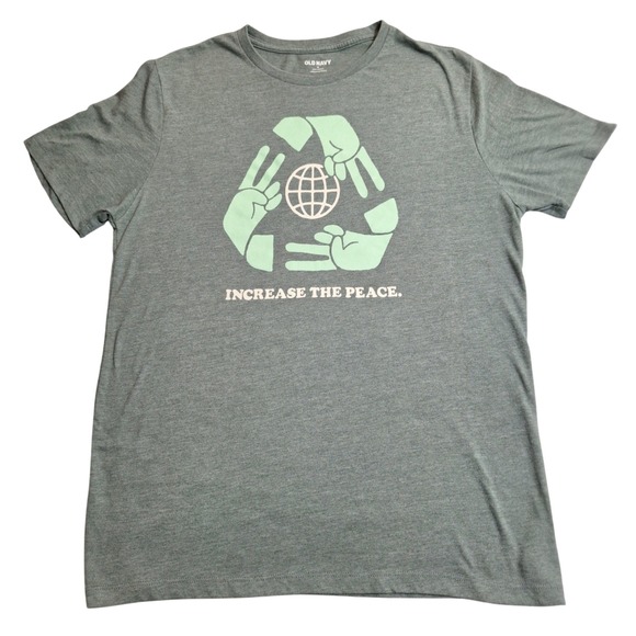Old Navy Other - Old Navy T-Shirt Mens Medium Green Increase The Peace Graphic Short Sleeve Tee